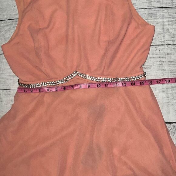 NBD Torren Mini Dress Sorbet Pink Cut Out Crystal Accent Waist Revolve sz L NEW - Picture 7 of 11